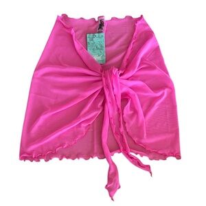 Vibrant Pink Sheer Wrap Skirt swim beach cover up new